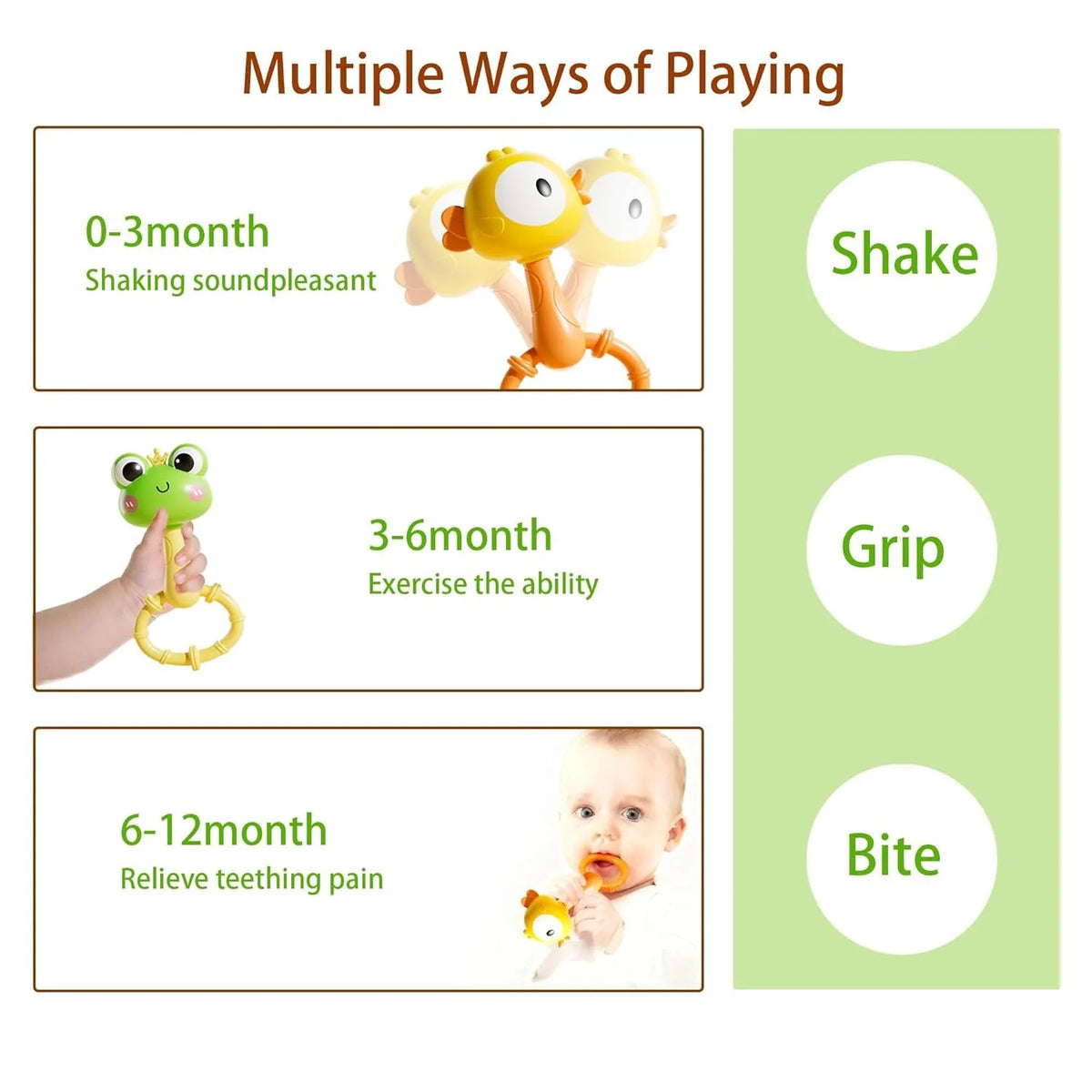 Animal Rattle Teether Toy for Babies – Sensory Development Gift