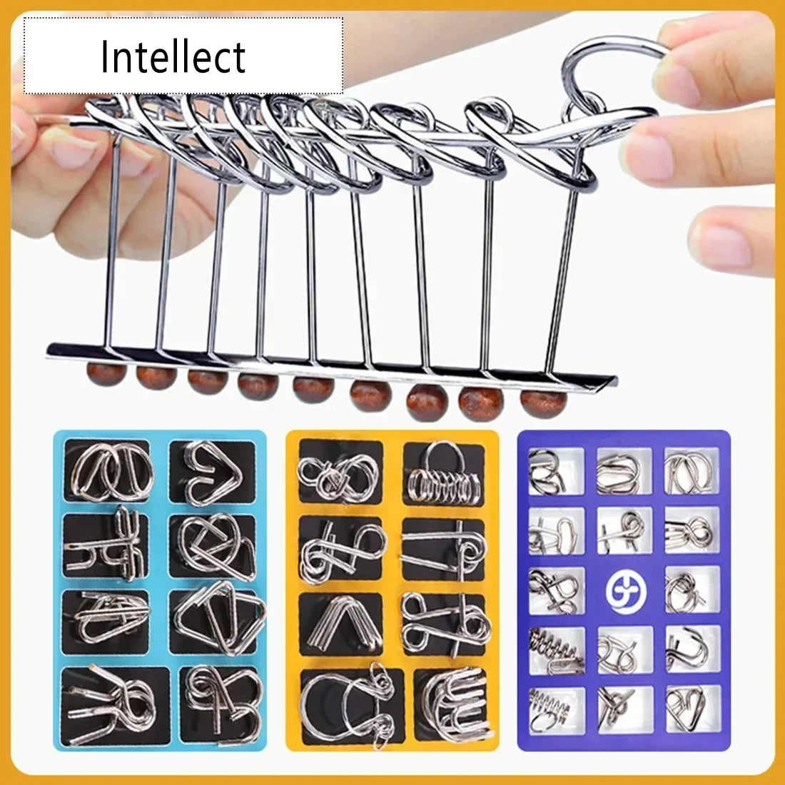 Metal Chinese Ring Puzzle Set – Brain Teaser IQ Game