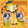 A yellow Kung Fu Husky puppet is shown being pushed by a switch.
