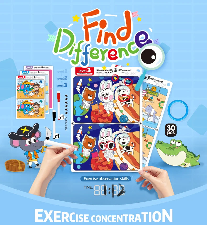 Spot the Difference Cards – Reusable Observation Game for Kids