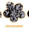 Three views of a black and white floral patterned blanket featuring a clear print pattern and soft arctic fleece texture.