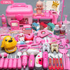A pink kids doctor pretend play set featuring various electronic medical tools and accessories for role-playing.