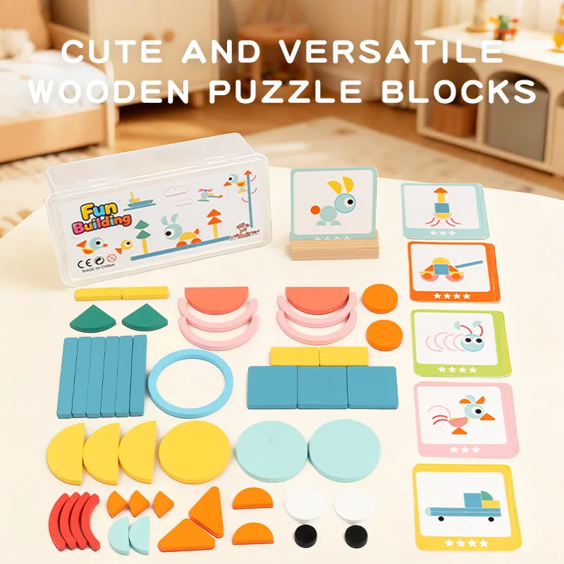 Colorful Wooden Tangram Jigsaw Puzzle Set for Kids