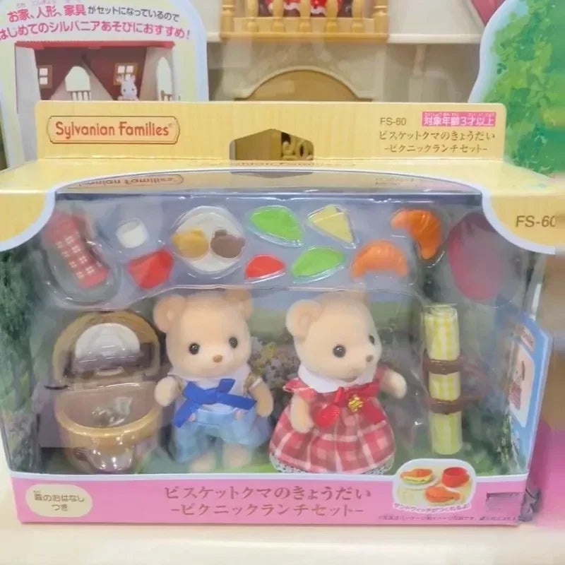 Sylvanian Families Cookie Bear Twins Family Set packaged in a box with accessories