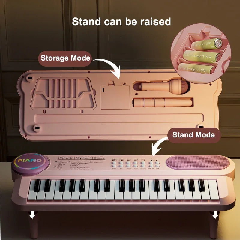 37-Key Kids Electronic Piano Keyboard with Microphone