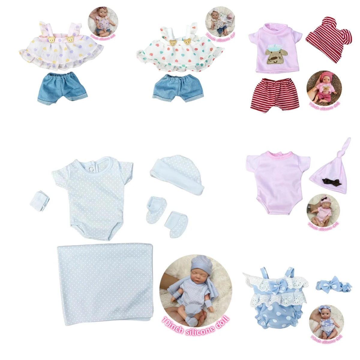 6-Piece Fashion Outfit Set for 10-Inch Reborn Dolls