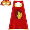 A red superhero cape and mask set featuring a yellow and gold armored face design.