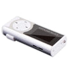 Weißer tragbarer MP3-Musikplayer mit digitalem Display und Lautstärkeregelung.
