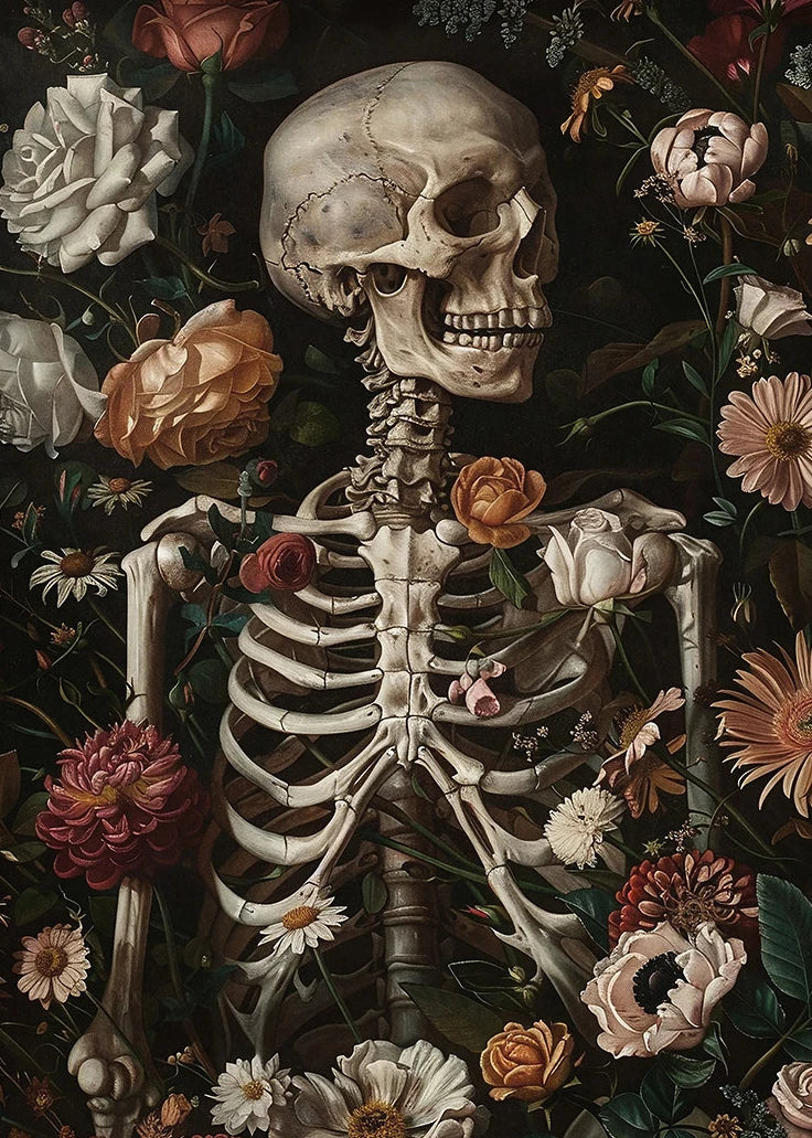 Dark Academia Anatomical Heart Canvas Art with Botanical Fragrance