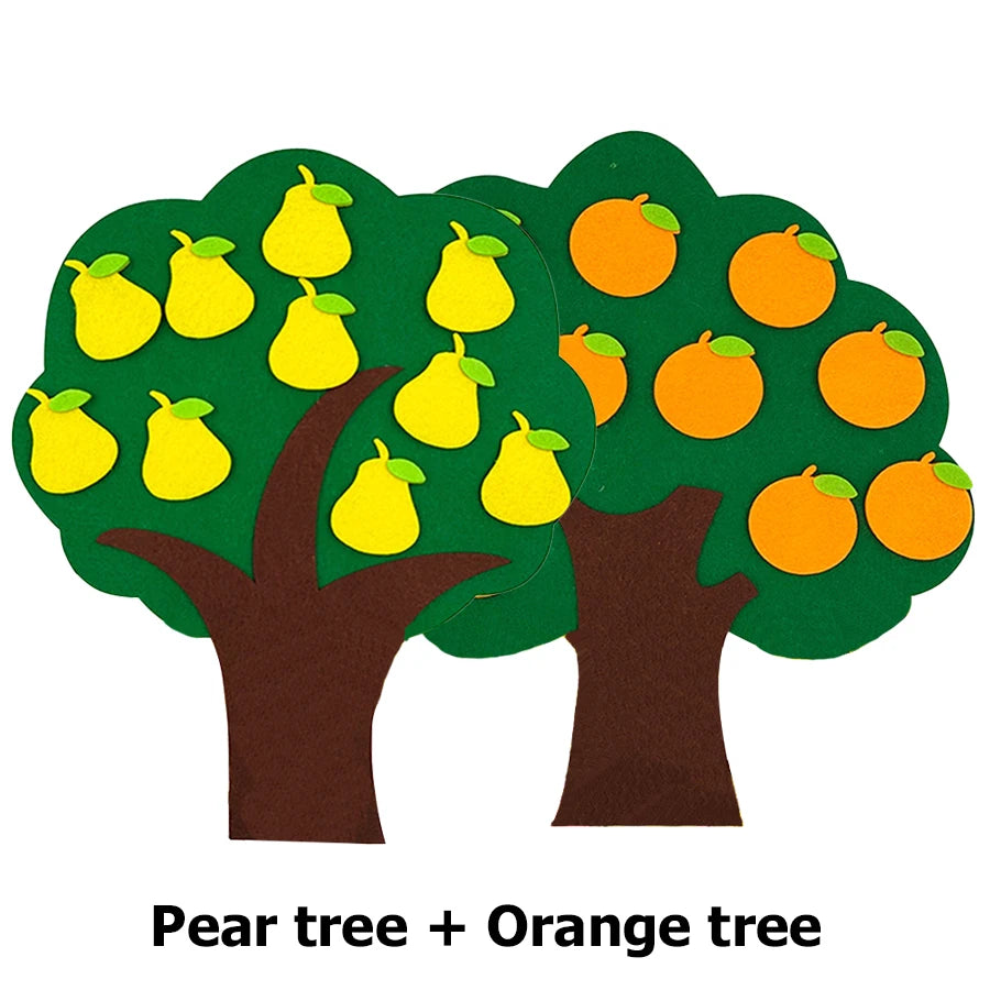 Felt Fruit Tree Puzzle – Color & Number Learning Toy for Kids