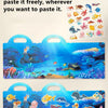 A set of reusable cartoon stickers featuring various sea creatures and marine life for a children's sticker book.