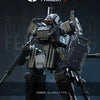 A detailed model kit of the FENRIR A6 Assault Type mecha, shown in a dark, dramatic pose.