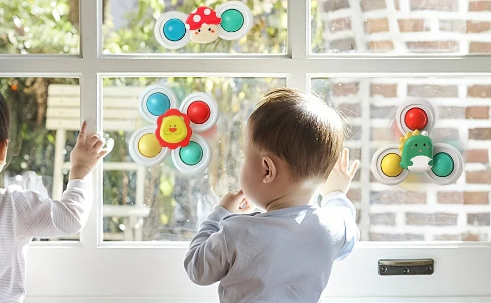 Suction Cup Spinning Toys for Babies – Bath & Travel Sensory Fun