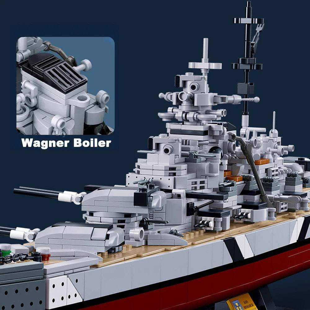 A detailed model kit of a Wagner Boiler section built from gray building blocks.