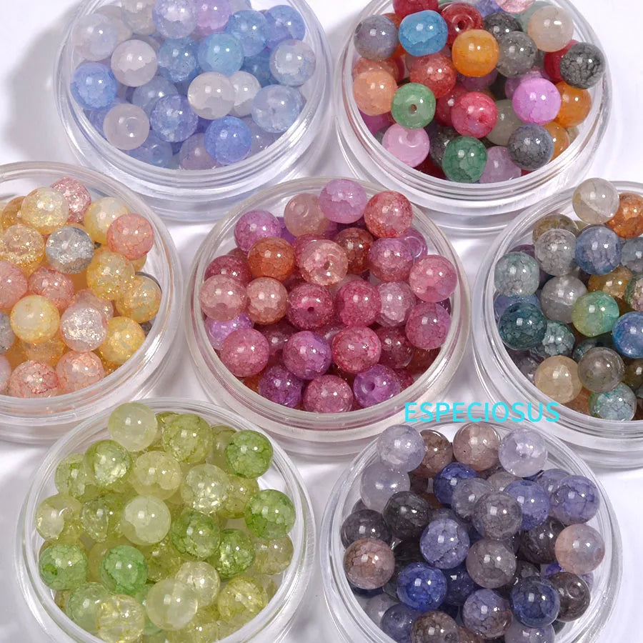 Gradient Glass Cracked Beads for Jewelry Making