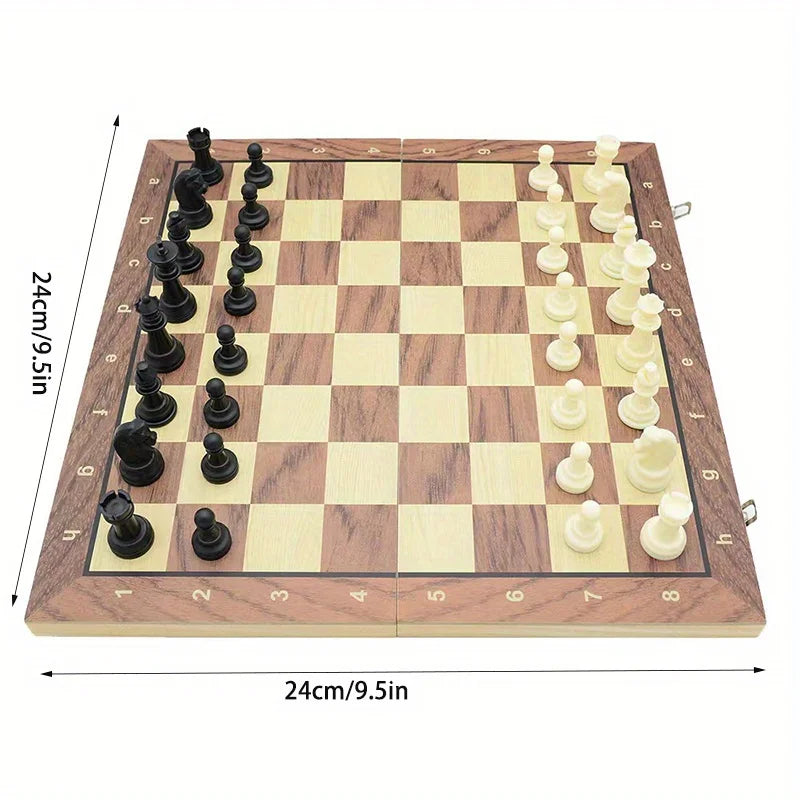 Classic Solid Wood Magnetic Folding Chess Set
