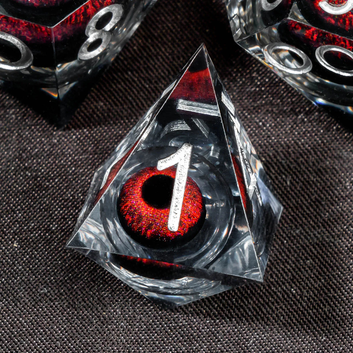 Liquid Core Glow D&D Dice Set with Sharp Edges