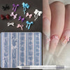Clear silicone nail molds featuring various bowknot designs and a carving pen for creating detailed nail art