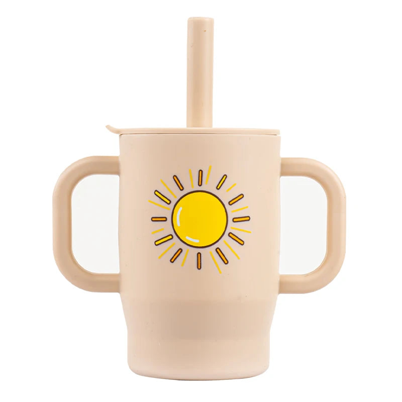 Silicone Baby Sippy Cup with Straw and Handles