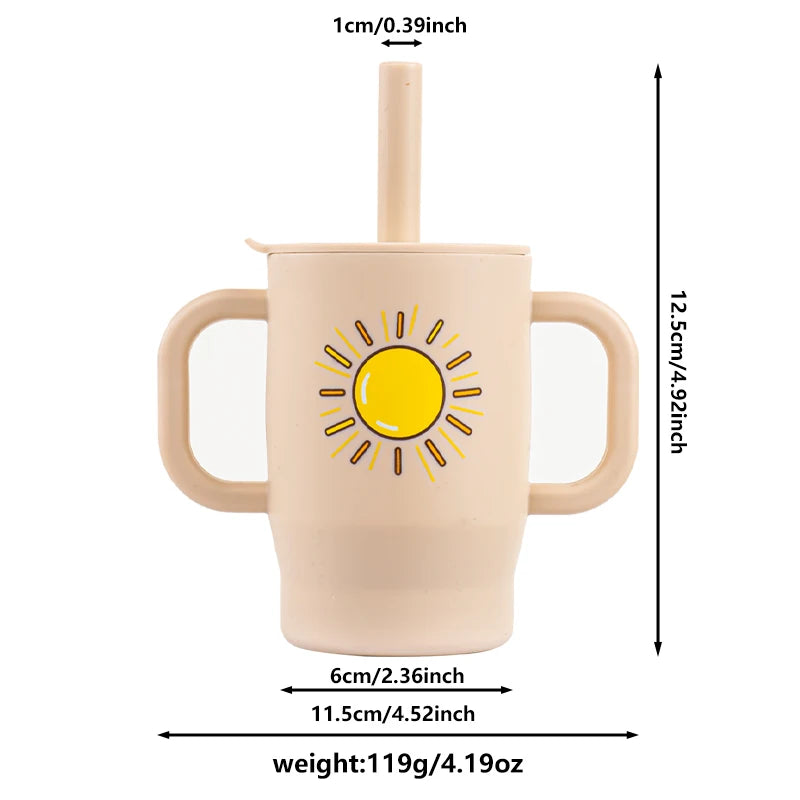 Silicone Baby Sippy Cup with Straw and Handles