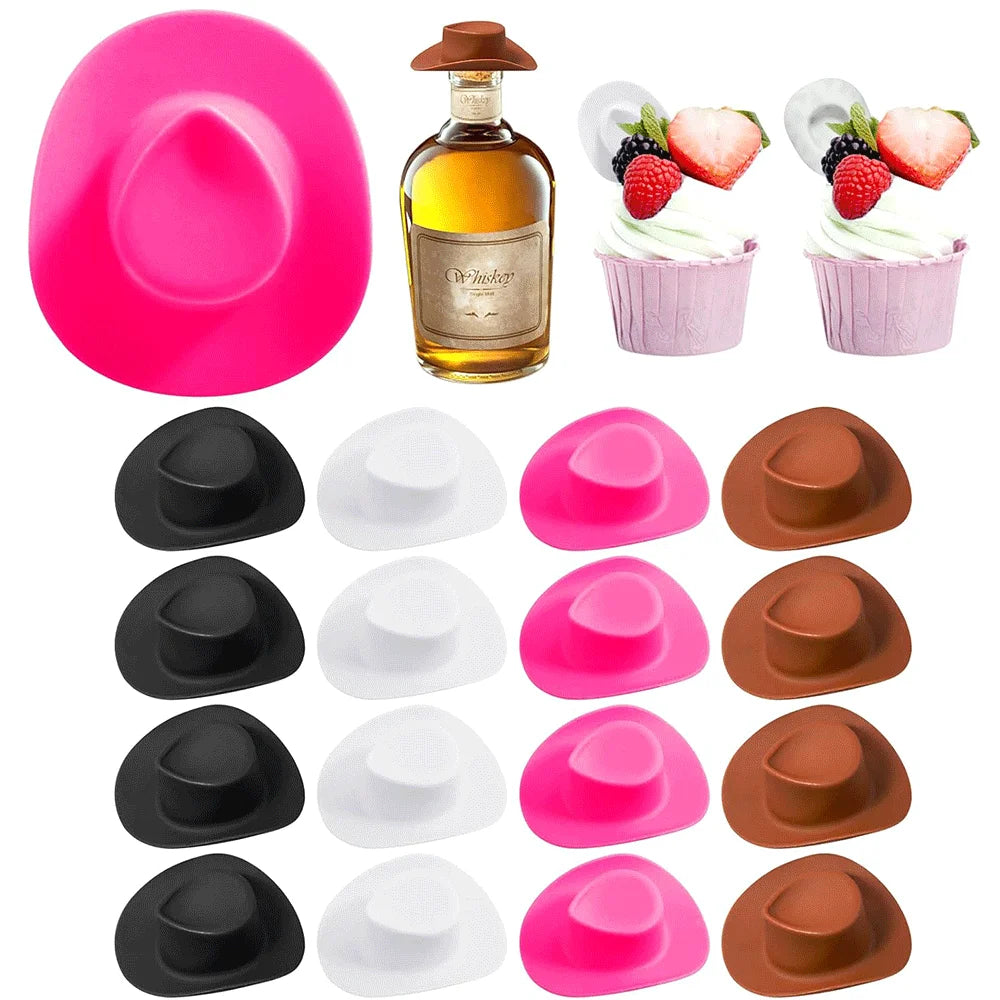 Mini Plastic Cowboy Hats for Party Favors and Cake Toppers