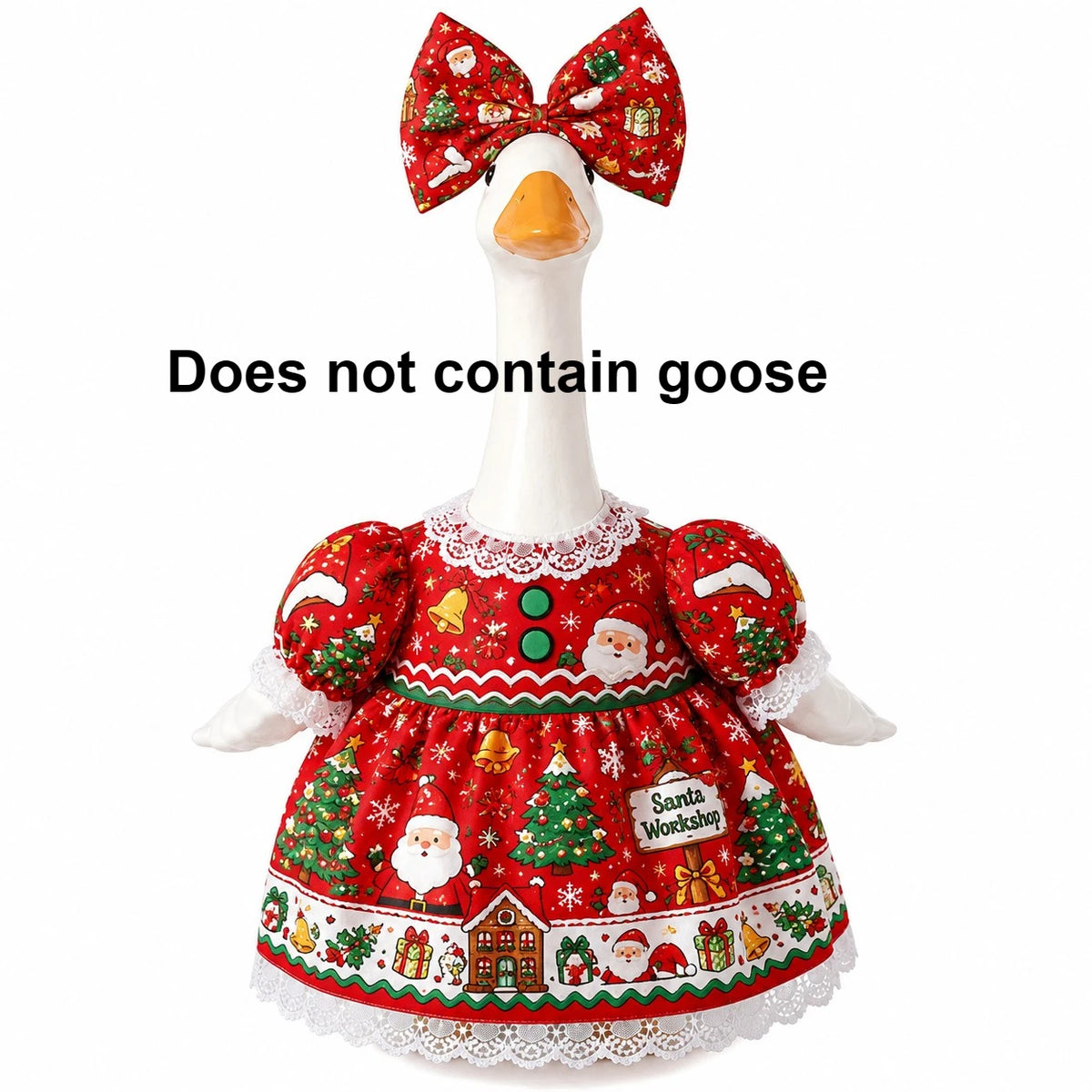 Festive Goose Costume for Outdoor Christmas Décor (Fits 23in Statues)