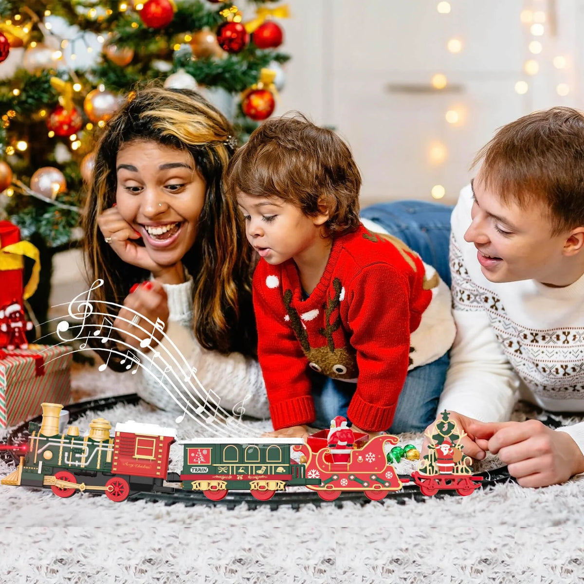 Musical Christmas Train Set with Lights