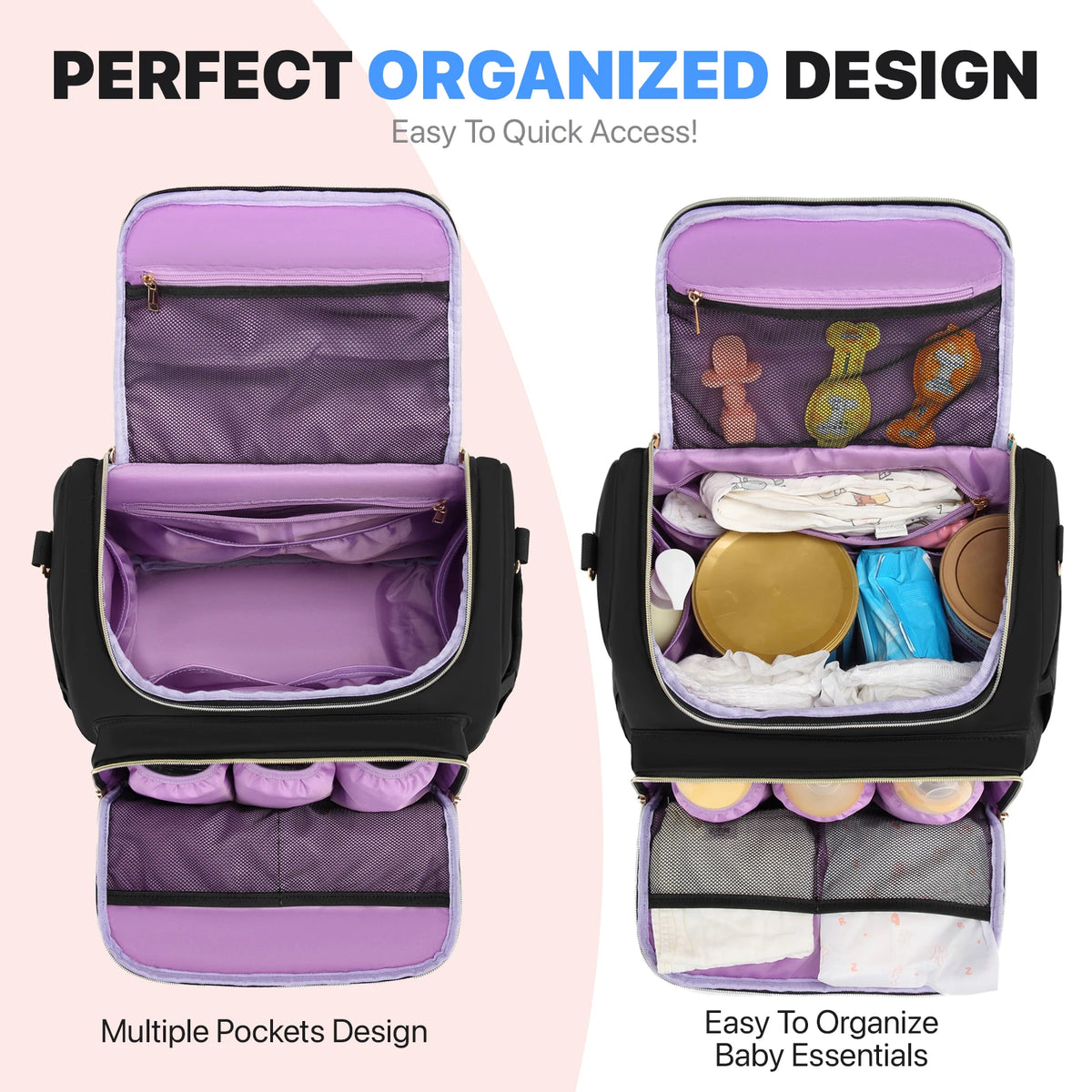 Foldable 4-in-1 Diaper Bag Backpack with Changing Pad