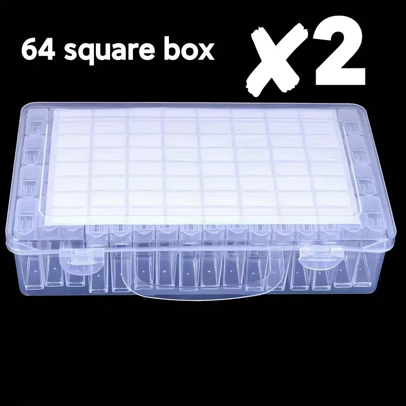 64-Slot Diamond Painting Storage Box with Clear Snap-Lid Containers