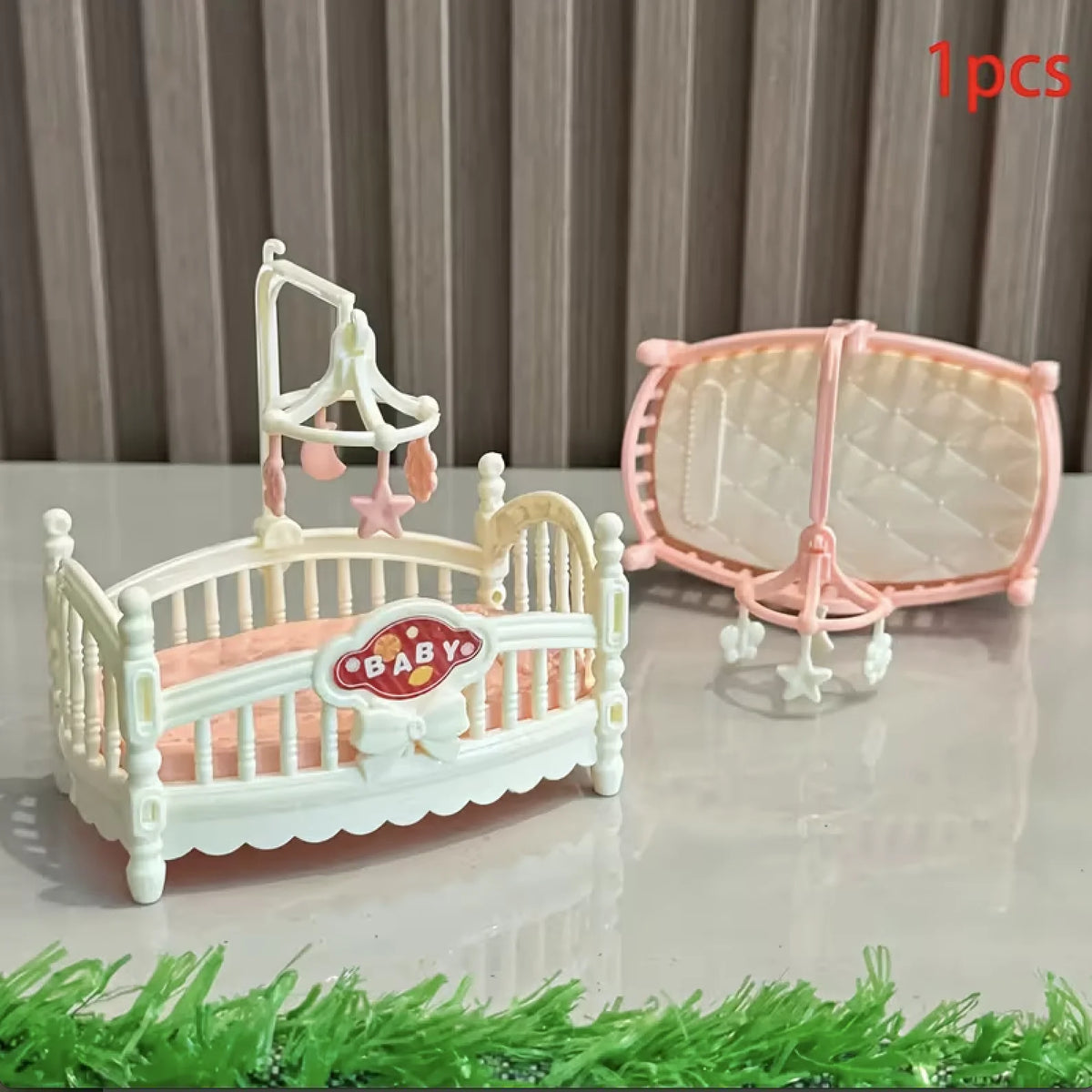 Miniature Dollhouse Cradle Bed with Charming Design