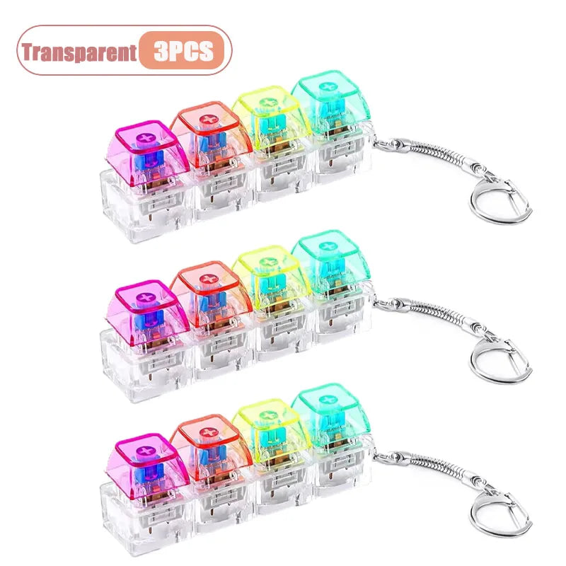 Transparent 3PCS LED keyboard keycap fidget keychain for stress relief