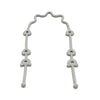 A white silicone pacifier clip with an anti-drop chain, shaped like a curved line.
