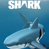 A white shark remote control toy is shown swimming underwater.