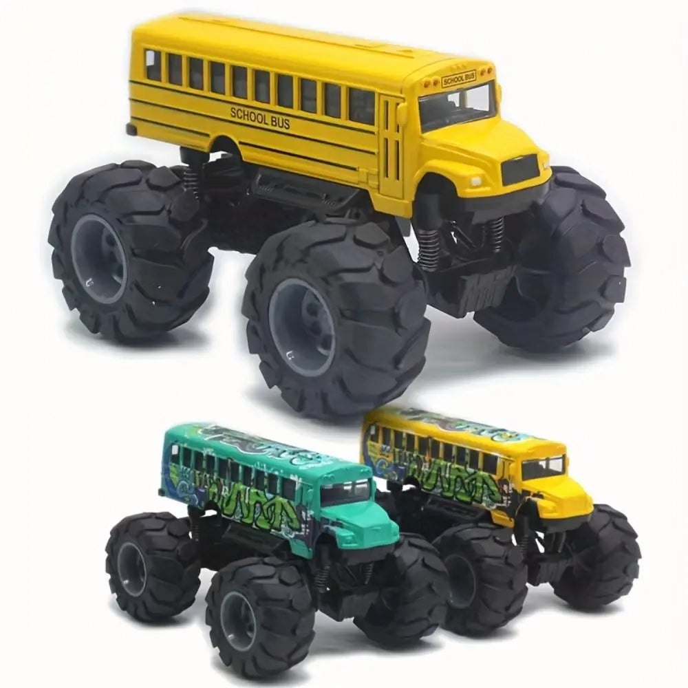 Die-Cast Metal School Bus Pull-Back Toy – 1:43 Scale with Large Wheels