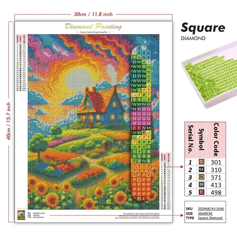 Sea Landscape Diamond Painting Kit — Full Drill, Wall Art