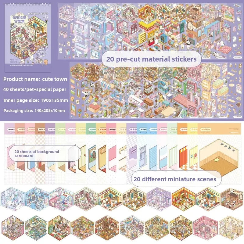 3D Landscape Sticker Collection Book for Scrapbooking & Journaling