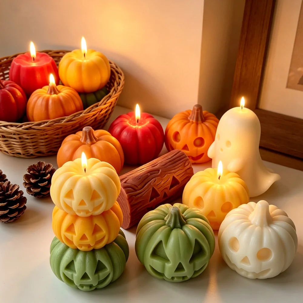 Halloween Ghost & Pumpkin Silicone Mold – 3D Stackable Design for Candle, Soap & Resin Crafts