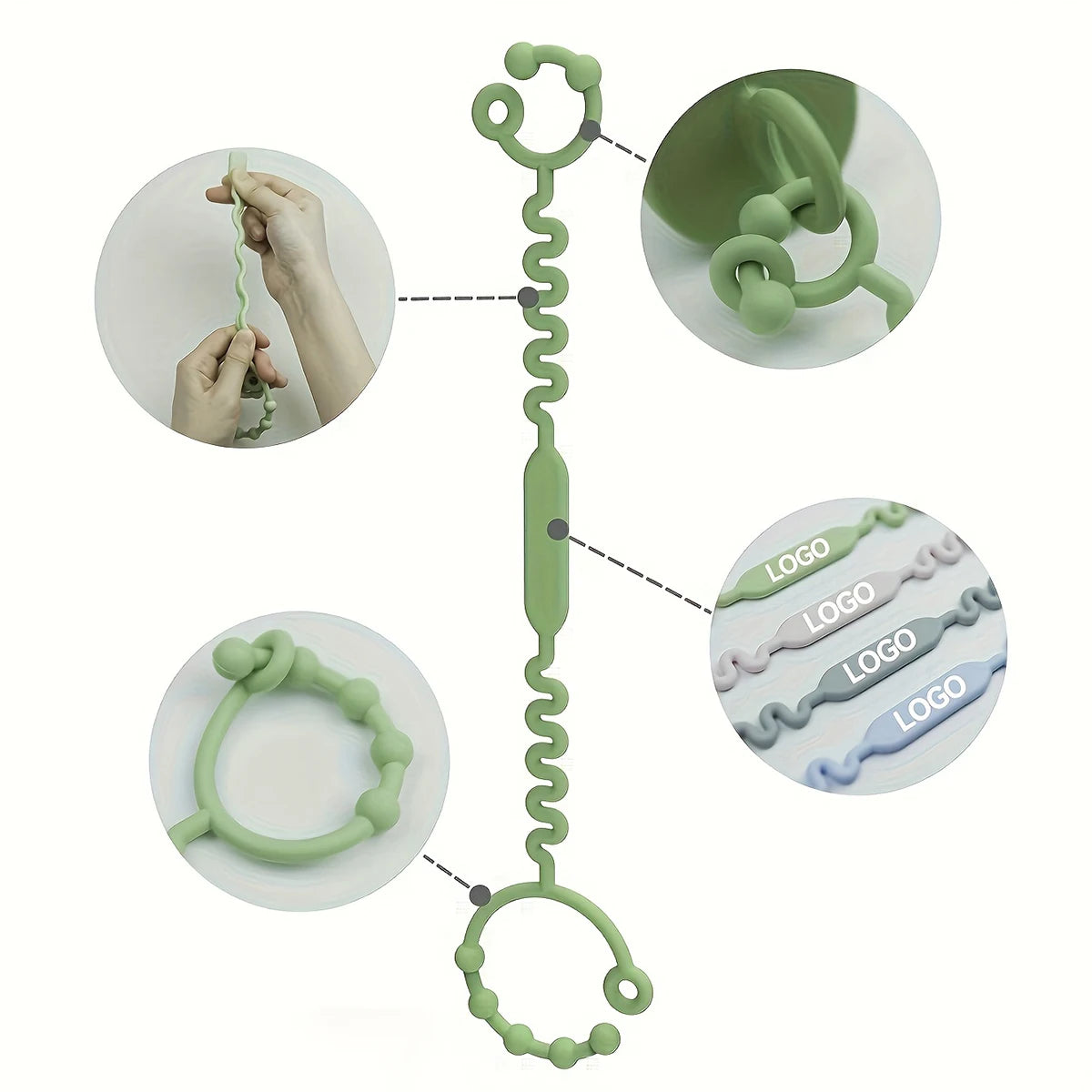 Adjustable Silicone Pacifier Clip with Anti-Drop Chain