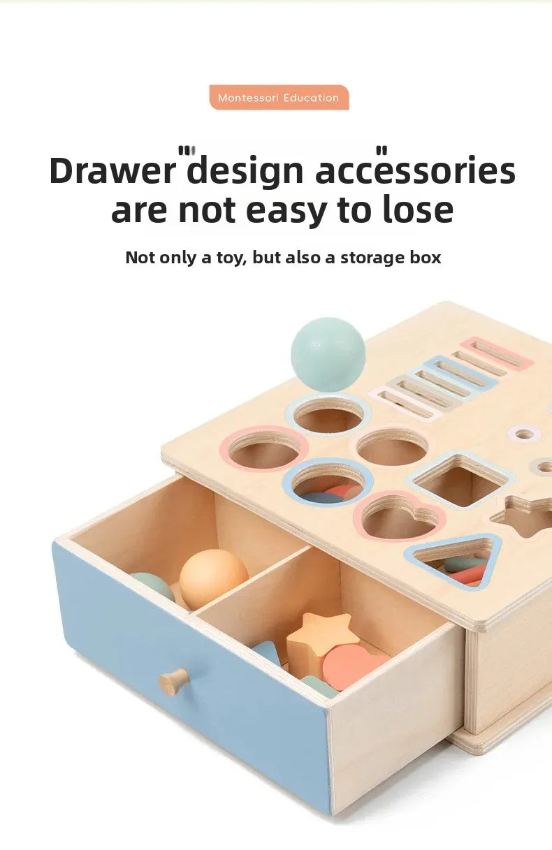 Wooden Color Shape Sorter with Drawer Box – Montessori Learning Toy