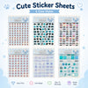Six styles of cute sticker sheets featuring various designs for scrapbooking and crafting