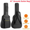 A pair of black padded water-resistant guitar bags for 41-inch acoustic and classical guitars.