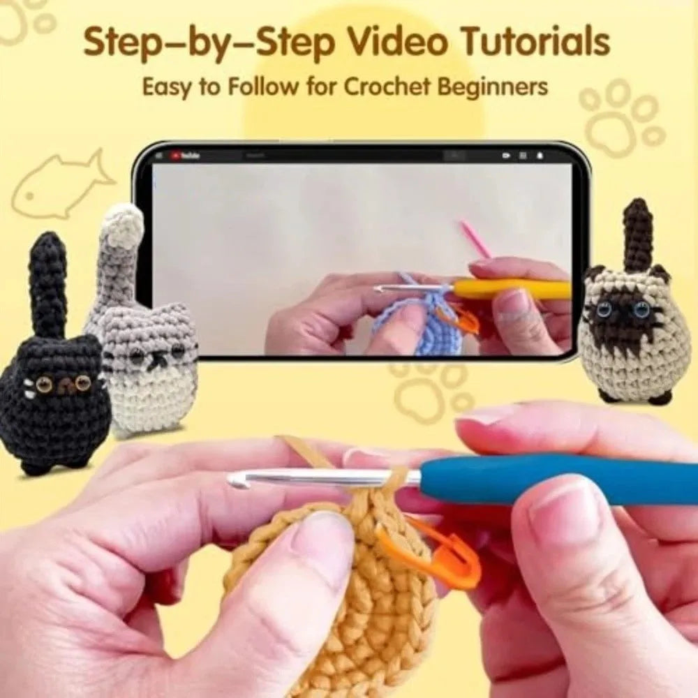 DIY Crochet Cat Kit for Beginners – Complete Craft Set