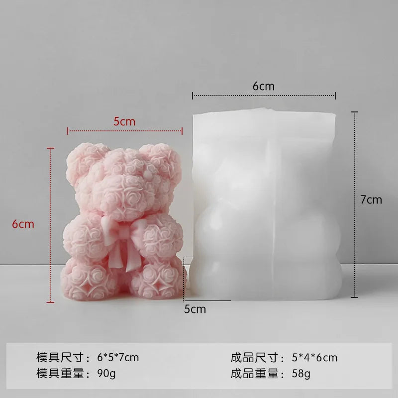 3D Bear Hug Rose Silicone Mold for DIY Crafts