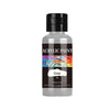A bottle of Gray acrylic paint for leather repair, featuring a black cap and dark label.