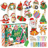 A box of 5D diamond painting sticker kits featuring Christmas and animal themes with various colored glitter and gems.