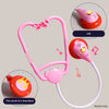 A pink kids doctor play set featuring a stethoscope and a heart sound light on the earpiece.