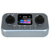 A silver portable multi-effects processor with various controls including Master, Home, Vol+, Vol-, Rev, FX, Cab, Mod, Amp, a