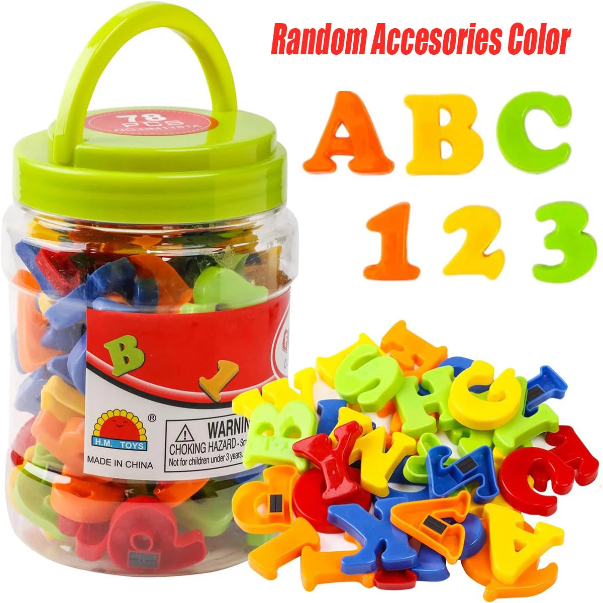A colorful set of magnetic letters and numbers including ABC and digits 123 for children