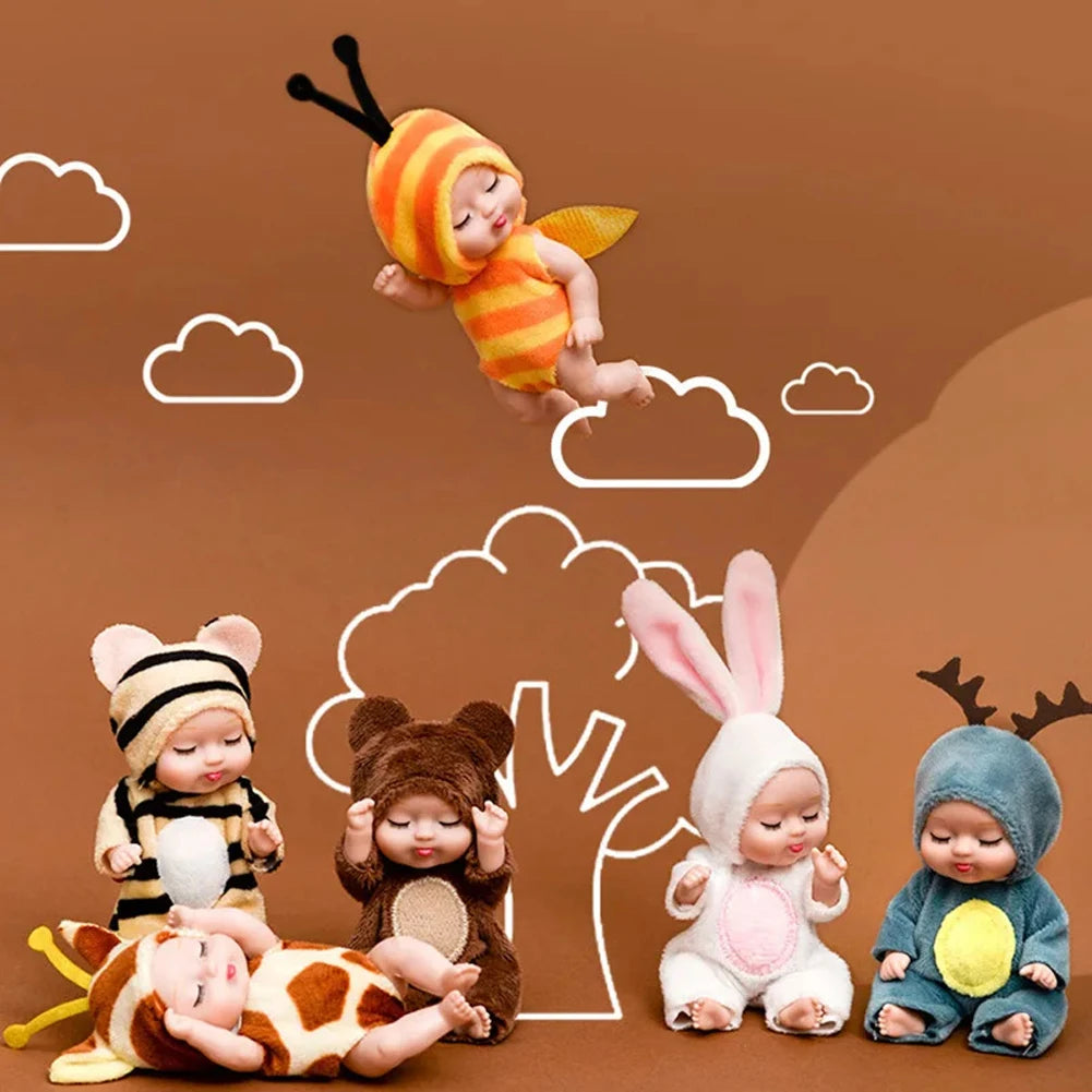 Mini Sleeping Baby Dolls with Clothes - Set of 6