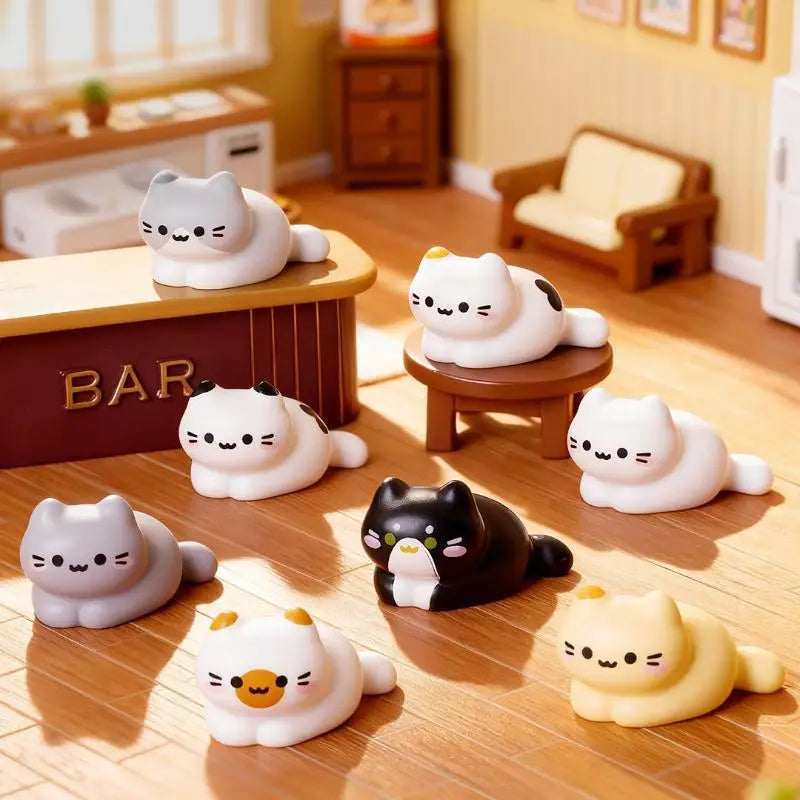 Adorable Cat Figurine Set for Desk, Shelf & Fairy Garden Decor